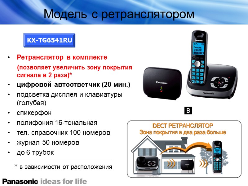 Ретранслятор в комплекте      (позволяет увеличить зону покрытия сигнала в